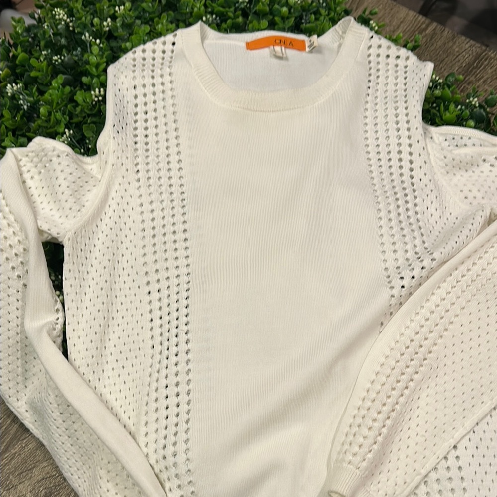 One A Cream Knit Long Sleeve Top
